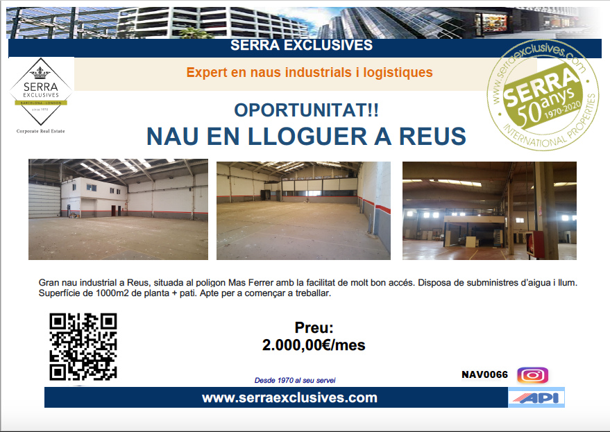 Nave en Reus, Pol. Mas Ferrer, alquiler